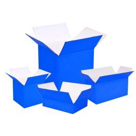 Blue Color Shipping Boxes (White Inside) - 7 x 7 x 5" 