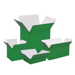 Green Color Shipping Boxes (White Inside) - 7 x 7 x 5" 