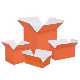 Orange Color Shipping Boxes (White Inside) - 7 x 7 x 5" 