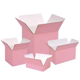 Pink Color Shipping Boxes (White Inside) - 7 x 7 x 5" 