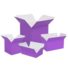 Purple Color Shipping Boxes (White Inside) - 7 x 7 x 5" 