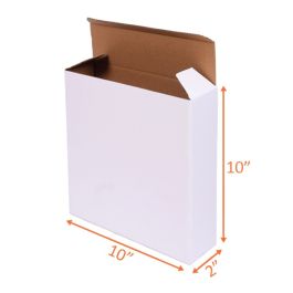 White Reverse Tuck Box - 10 x 2 x 10" - 100/Bundle