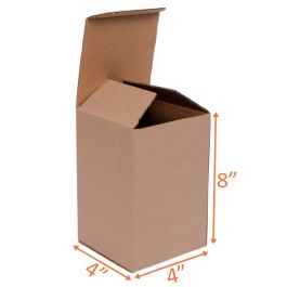 Reverse Tuck Corrugated Box (Kraft) - 4 x 4 x 8" - 200/Bundle