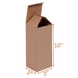 Reverse Tuck Corrugated Box (Kraft) - 3 x 3 x 10" - 250/Bundle