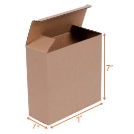 Reverse Tuck Corrugated Box (Kraft) - 7 x 1 x 7" - 250/Bundle