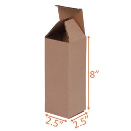 Reverse Tuck Corrugated Box (Kraft) - 2½ x 2½ x 8" - 250/Bundle
