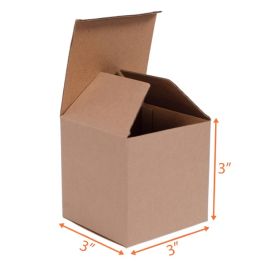 Reverse Tuck Corrugated Box (Kraft) - 3 x 3 x 3" - 400/Bundle