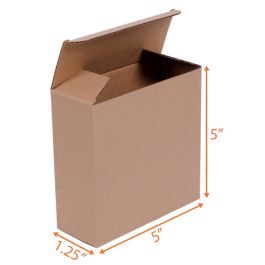 Reverse Tuck Corrugated Box (Kraft) - 5 x 1¼ x 5" - 400/Bundle