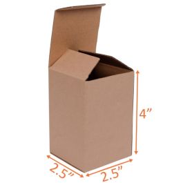 Reverse Tuck Corrugated Box (Kraft) - 2½ x 2½ x 4" - 500/Bundle