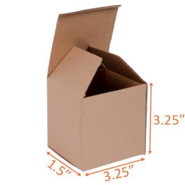Reverse Tuck Corrugated Box (Kraft) - 3¼ x 1½ x 3¼" - 500/Bundle