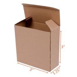 Reverse Tuck Corrugated Box (Kraft) - 3 x 1¼ x 3" - 500/Bundle