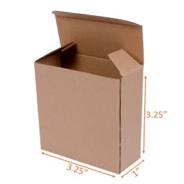 Reverse Tuck Corrugated Box (Kraft) - 3¼ x 1 x 3¼" - 500/Bundle