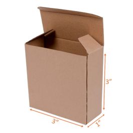 Reverse Tuck Corrugated Box (Kraft) - 3 x 1 x 3" - 500/Bundle