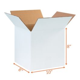 White Shipping Boxes (Customizable) - 10 x 8 x 8" - 25/Bundle