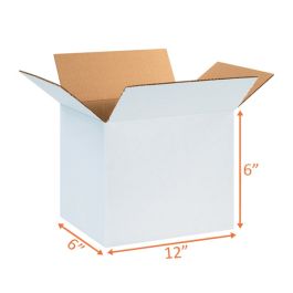 White Shipping Boxes (Customizable) - 12 x 6 x 6" - 25/Bundle