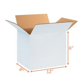 White Shipping Boxes (Customizable) - 12 x 8 x 6" - 25/Bundle