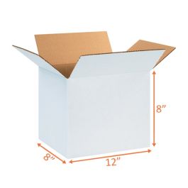 White Shipping Boxes (Customizable) - 12 x 8 x 8" - 25/Bundle