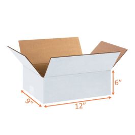 White Shipping Boxes (Customizable) - 12 x 9 x 6" - 25/Bundle