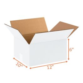 White Shipping Boxes (Customizable) - 12 x 10 x 6" - 25/Bundle