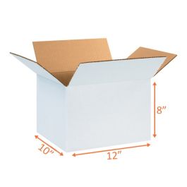 White Shipping Boxes (Customizable) - 12 x 10 x 8" - 25/Bundle