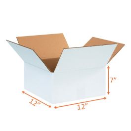 White Shipping Boxes (Customizable) - 12 x 12 x 7" - 25/Bundle