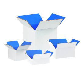 Blue Color Shipping Boxes (White Outside) - 7 x 7 x 5" 