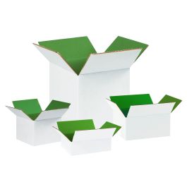 Green Color Shipping Boxes (White Outside) - 7 x 7 x 5" 