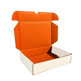 Orange Mailer Box (White Outside) - 4 x 4 x 4" 
