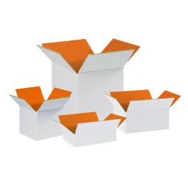 Orange Color Shipping Boxes (White Outside) - 7 x 7 x 5" 