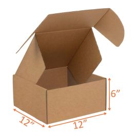Kraft Mailer Box (E Flute) - 12 x 12 x 6" 
