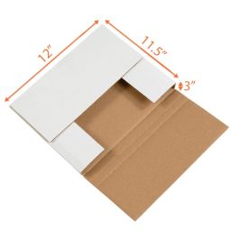 White Easy Fold Mailer (Customizable) - 12 x 11½ x 3" - 50/Bundle