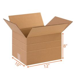 Multi Depth Box (Kraft) - 12 x 10 x 8" - 25/Bundle