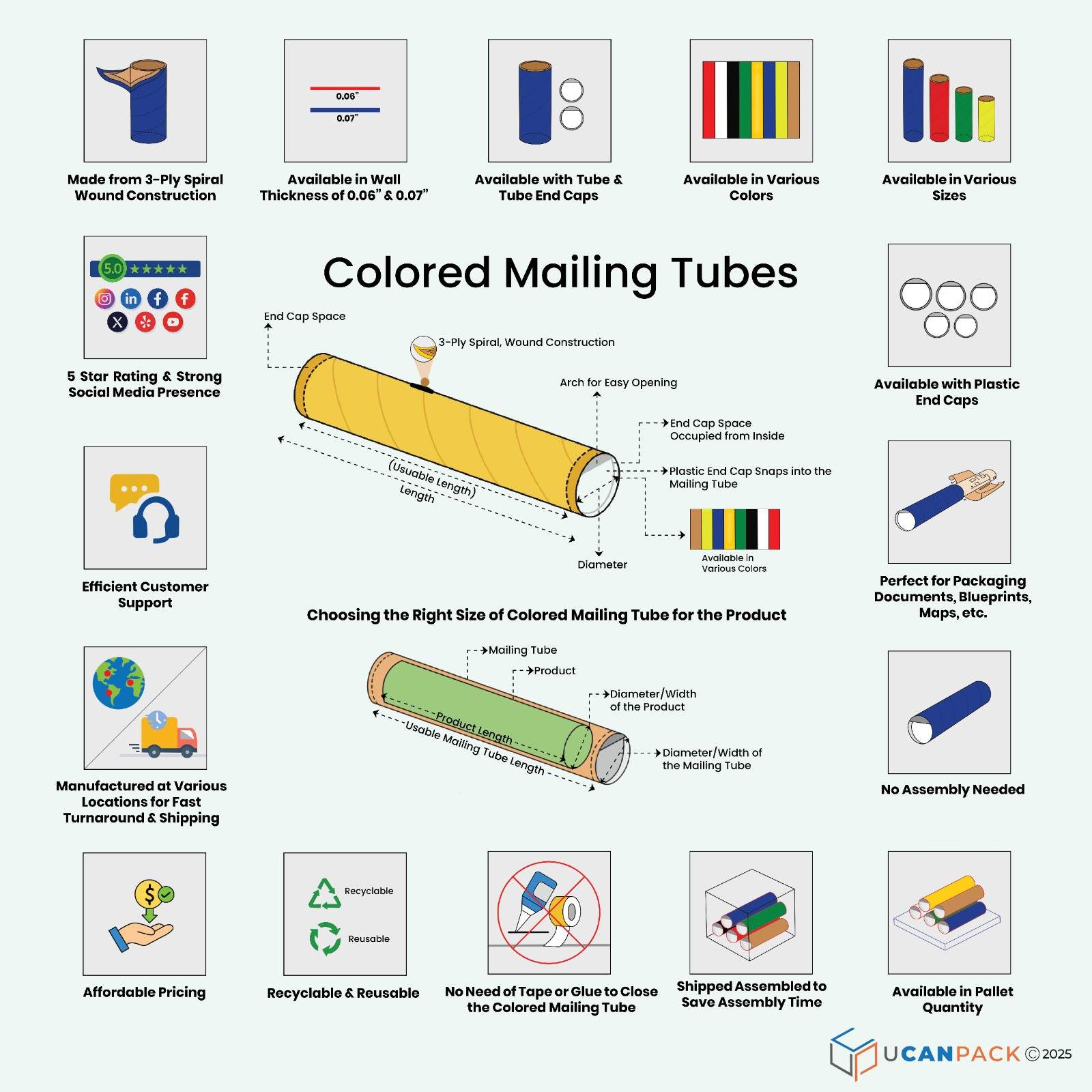 Colored Mailing Tubes