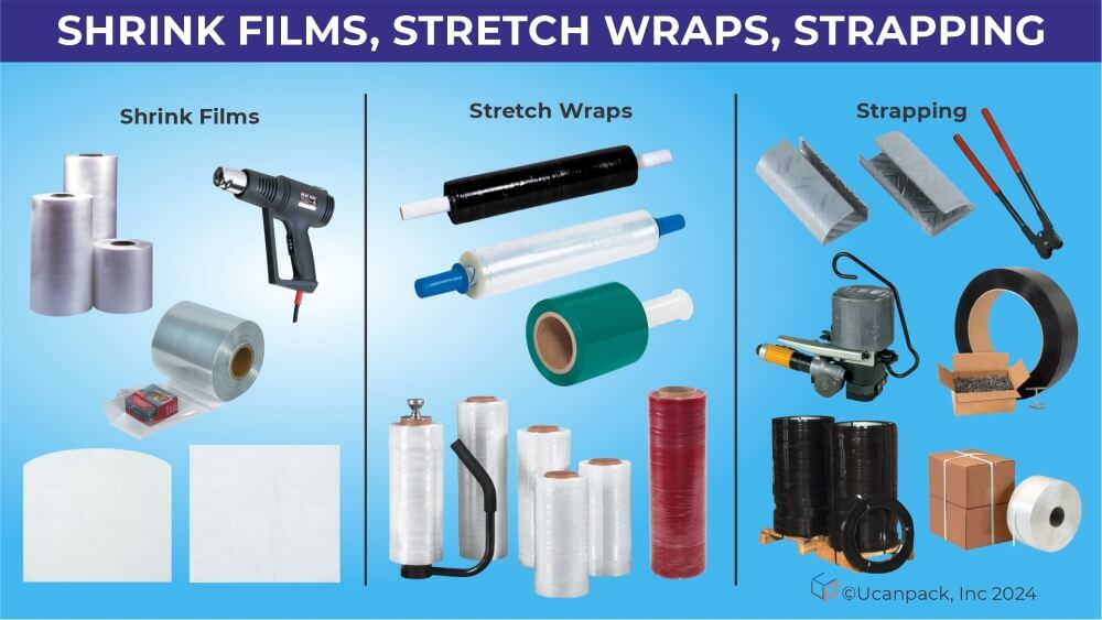 SHRINK FILMS, STRETCH WRAPS, STRAPPING